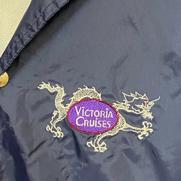 Vintage Victoria Cruises Nautical Employee Windbreaker Snap Jacket Men’s M Rare - Picture 2 of 5